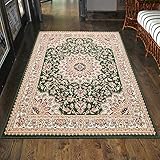 Carpeto Klassischer Orientteppich & Perserteppich mit Orientalisch Ornamente Muster Kurzflor in Grün/TOP Preis - ÖKO TEX (250 x 350 cm)