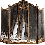 SXFYHXY Kamintüren Kaminschirm 3 Panel Schmiedeeisen Metall Kamin Stehendes Tor Dekoratives Netz Massiver Stahl Funkenschutz Abdeckung Outdoor Werkzeuge Zubehö