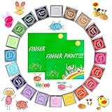 Kaimeilai Stempelkissen Set 20 Farben, 20 Stück Fingerabdruck Stempelkissen Bunt Abwaschbar Stamp Pad, Mini-Stempelkissen Set für Scrapbook Papier Leinwand Kinder Geburtstag