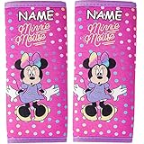 alles-meine.de GmbH 2 Stück _ Gurtschoner / Gurtpolster - Disney - Minnie Mouse - inkl. Name - Autositz + Kinderwagen - Sicherheitsgurtpolster - Gurtschutz - für Sicherheitsg