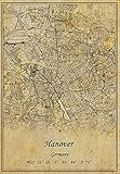 Leinwanddruck, Motiv: Deutschland-Karte, Hannover-Karte, Vintage-Stil, ungerahmt, Dekoration, Geschenk, 40,6 x 50,8