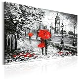 murando - Bilder 120x80 cm Vlies Leinwandbild 1 TLG Kunstdruck modern Wandbilder XXL Wanddekoration Design Wand Bild - London grau rot wie gemalt d-B-0158-b