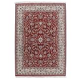 Klassischer Orientteppich Benares aus Schurwolle | Isfahan Muster | handgeknüpft | 60 x 90 cm | rot | ca. 310 000 Florfäden | THEKO die markentepp
