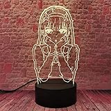 Creativity Nachtlicht Darling in The Franxx, 3D-Illusion, Nachtlampe, 16 Farben, LED-Leuchten mit Touch-Schalter, für Kinder, Geschenke, Schlafzimmer-Dek