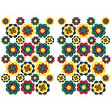 Finest Folia 56 Hippie Aufkleber Blumen Sticker selbstklebend Flower Power Dekor für Auto Fahrrad Bus Wände Möbel Retro Style 70er Jahre Kult (Bunt, Glanz (R063))