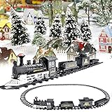 Spielzeug ab 6 Jahre Jungen Kinder Kleine Bahngleis Spielzeug - Elektrische Eisenbahn Weihnachten Mini Spielzeugeisenbahn - Weihnachten Eisenbahn mit Lokomotive, 3 Waggons und 7 Schienen (A)