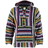 Siesta Mexikanisch Baja Jerga Mit kapuze Hippie Pulli - Leuchtend streifen - Baumwolle, Leuchtend streifen, 
50% baumwolle 50% acryl
washing, Damen, M