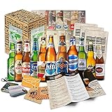 [ Boxiland ] 12 Biere der Welt mit Geschenk Karton Bier Info Tasting Anleitung Bierdeckel als Geschenkidee zum Geburtstag Vatertag für Väter Papa M