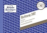 AVERY Zweckform 302 Quittungsblock (A6 quer, 50 Blatt, fälschungssicher, separat ausgewiesene MwSt., für Deutschland und Österreich) weiß