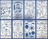 Aleks Melnyk #42 Schablonen, Metall Stencils Vorlagen Painting, Shabby Chic Vintage, Ornamente, Set 8 Stück, DIY Kunst Projekte, Stencil für Scrapbooking und Zeichnen, Brandmalerei Schablone, B