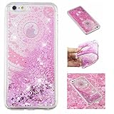 Shinyzone Glitzer Flüssigkeit Hülle für iPhone 8/iPhone 7,Mandala Blume kreativ 3D Gemalt Muster Handyhülle,Bling Treibsand Liebe Herz Fließend Weich TPU Schutzhü