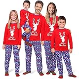 RH-ZTGY Passende Familie Pyjamas Sets Weihnachten PJs Nachtwäsche gedruckt Top mit kariertem Boden,D,Men M