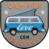 Club of Heroes 2 x Vanlife Camper Patch gestickt 68 x 69 mm/Blau, Aufnäher Aufbügler, Bügelflicken/Camping-Bus, Camper-Reisen Camping Caravan Caravaning Reisen Wohnmobil Wohnwagen xx (Blau)