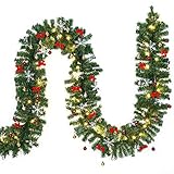 Casaria Weihnachtsgirlande 10m geschmückt 160 LEDs Girlande inkl. Deko Weihnachten Innen Außen IP44 Tannengirlande weiß