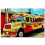 Antigua & Barbuda Bus 1000 Teiliges Puzzle für Erwachsene und Familien Reise Geschenk Souvenir aus Holz 30x20 Z