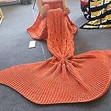 Meerjungfrau Decke, Fisch Skala Muster Mermaid Blanket alle Jahreszeiten Schlafsack (Orange, Erwachsene)