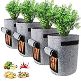 AOUSTHOP Kartoffel Pflanzsack 4 Stück Pflanzen wachsen Taschen für Gemüse Kartoffel Tomaten Karotten Zwiebel Blume Obst (10 Gallonen, Grau)