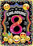 JuNa-Experten 12 Einladungskarten zum 8. Kindergeburtstag für Mädchen / Einladung achte Geburtstag / Einladungen zum Geburtstag / Kartenset für Kindergeburtstag / Glitzerdruck