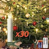 30er LED Kerzen Timer mit Fernbedienung, Weihnachtskerzen, Dimmbar Kerzenlichter Flammenlose Weihnachtskerzen für Weihnachtsbaum, Weihnachtsdeko, Hochzeit, Geburtstags, Party