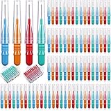 Interdentalbürste Zahnstocher Zahnseide Kopf Dental Zahnbürste Oral Zahnseide Zahnstocher Reiniger Zahnreinigung Werkzeug mit Aufbewahrungsbox, Rot, Blau, Grün, Orange (80)