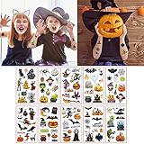 10 Blätter Halloween Kinder Tattoos, Serie Tattoo Aufkleber 10 x Tattoo Set Halloween temporäres Tattoo wasserdicht/hautfreundlich Erwachsene Kinder Geburtstagsfeier Geschenk