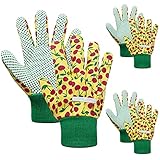 JIERTOP 3 Paar Kinder Gartenhandschuhe Schutzhandschuhe Handschuhe für Kinder im Alter von 3–6 Jahren 6–9 Jahren 10–15 Jahren Arbeitshandschuhe für Garten und Hausarbeit Mehrfarbig