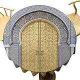 Runde Tischdecke-152Cm, Funktion Antike Türen Marokko Gold Türknauf Ornamental Geschnitzt Kompliziert Künstlerisch Schnell Abwischen Gelb Teal Blau Tischdeck