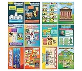 NewEights Lernposter Bibelwissen über altes Testament, Serie 4 für Kinder, Lernposter (6er-Pack) – Schulunterricht frühe Lerntafeln für Jungen, Mädchen – Lehrwerkzeug-Set für Z