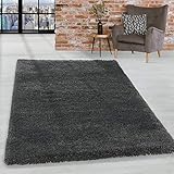 HomebyHome Super Soft Shaggy Hochflor Teppich Wohnzimmerteppich Flor Weich, Farbe:Grau, Grösse:120x170