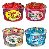 HARIBO Probierset Gelatinfrei 4-er Pack: Kirsch-Cola, Riesen-Erdbeeren, Saure Gurken, Schlümp