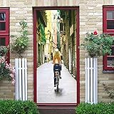 CBWRAW Türaufkleber 3D Türposter Für Wohnzimmer Küche Schlafzimmer Büro Dekoration Straßen Und Gassen Der Stadt Wasserdicht Selbstklebend Abnehmbare PVC Wandbild Art Decals Poster Tapete 77x200