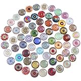 Coolty 70pcs 25mm Gemischte Farbe Bunt Runde Mosaik Kuppel Glas cabochons Flatback Dome Cabochons Anhänger für die Herstellung von Fotoschmuck, B