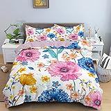 Bettwäsche Bettbezug 3D Bett Set für Kinder 3 Teilig Mikrofaser 135 x 200 cm Bettbezüge mit 2 Kissenbezug 80 x 80 cm (Blumendruck 10)