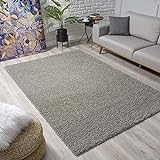 Impression Wohnzimmerteppich - Hochwertiger Öko-Tex zertifizierter Flächenteppich - Solid Color Teppich  Hellgrau - Größe 80x150