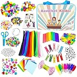 1600 Stück Bastelset Kinder DIY Kunsthandwerk Bastelkoffer Bastelbedarf zum basteln Pfeifenreiniger Kulleraugen Perlen Kreativ Scrapbooking Bastelset für Mädchen Jungen 4 5 6 7 8 Jahre Geschenk