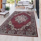TT Home Moderner Outdoor Teppich Wetterfest für Innen & Außenbereich Perser Design In Rot, Größe:80x150