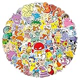 Leikedun Pokemon Sticker, 100 Stück Aufkleber Set Verschiedene Süße Anime Stickers Wasserdicht Stickerbögen, für Kinder Mädchen Babys, inkl Laptop, Skateboard, Telefon, Gepäck, W