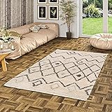 Pergamon Hochflor Langflor Shaggy Teppich Casablanca Ethno Wollweiss Beige in 5 Größ