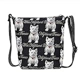 Signare Tapisserie Kleine Tasche Damen, Handtasche Damen Klein, Reisepass Tasche, Mini Handtasche (Westie)