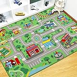 Capslpad Kinder Teppiche,Spielteppich für Kinder Stadtstadt Straße 160x100 cm Kinderteppich Spielmatte Lernbereich Teppich Pädagogischer Spielteppich fü