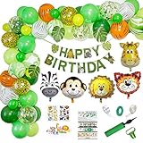 Party Plenty Dschungel Ballonbogen Kit - Ballonpumpe, Geburtstagsbanner & mehr Geburtstag Dekoration Set, Geburtstagsballons für Jungen & Mädchen | Das ultimative Dschungel-Thema Party Dek