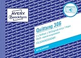 AVERY Zweckform 306 Quittungsblock (A6 quer, 2x50 Blatt, mit Durchschlag, fälschungssicher, separat ausgewiesene MwSt., für Deutschland und Österreich) weiß