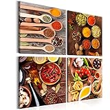 murando - Bilder Set Küche 80x80 cm 4 Teilig je 40x40 Vlies Leinwandbild Kunstdruck modern Wandbilder XXL Wanddekoration Design Wand Bild mehrteilig - Gewürze Chilli Tomaten Kochen j-B-0034-b