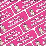 80 x Namensaufkleber Wunschname personalisiert je 3,5x1cm Aufkleber mit Kinder Name Beschriftung Schule Kindergarten Kleidung Sticker (Nr. 30 Einhorn, Für Textilien)
