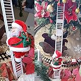 Huaxiangoh Elektrische kletternde Leiter Weihnachtsmann auf Weihnachtsfiguren Kletternder Nikolaus Santa Claus Christmas Figurine Ornament Decoration Gifts (Keine Batterie)