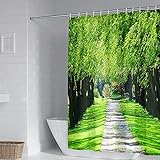 Beydodo Duschvorhang 165x200 für Badewanne, Polyester Badvorhang Anti-Schimmel Wasserdicht Bäumen Laubengang M