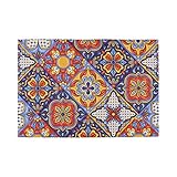 Qilmy Platzdeckchen, rutschfest, hitzebeständig, wendbar, doppelseitig, waschbar, für Küche/Party/Restaurant, 30,5 x 45,7 cm, mexikanischer Talavera-Fliesen-Druck, 6 Stück