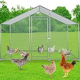 Freilaufgehege Hühnerstall 3x2x2m Tiergehege mit Oxford -beschichtetes Schatten Dach Verzinkter Stahlrahmen,Schloss, für Hühner Geflügelstall Vogelkäfig