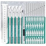 LAOYE Skalpell Set 108 Stück Carving Craft Messer Set Hobbymesser Set inkl. 4 Skalpell mit 90 Ersatzklingen, 1 A5 Schneidebrett, 1 Stahllineal usw, Bastelmesser Skalpell Kit für DIY Art Work Caving