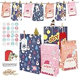 Adventskalender Zum Befüllen Kinder Groß, Geschenk Papiertueten Zum Selber Befüllen Basteln Advents Tüten, Adventskalender Zum Befüllen Groß XXL, Adventskalender Selber Machen, Weihnachtskarten –24-PC